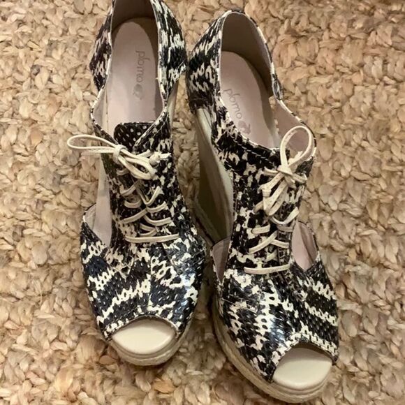 Plomo Esther Wedge Snakeskin T-Strap Sandal 9/39 - Picture 2 of 15